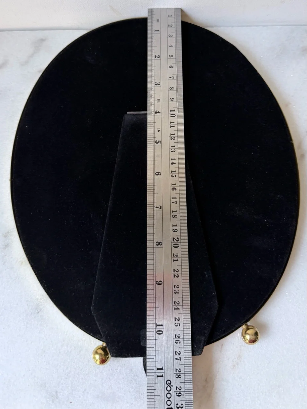 Vintage Polished Brass oval Picture Frame with feet 8”x10”